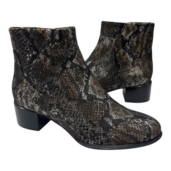Vionic Kamryn Pewter Boa Brown Snakeskin Ankle Boots Booties Size 6 - Picture 5 of 11